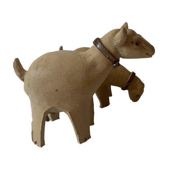 Handmade Brutalist Pottery Goat Figurines Farm Animals Christmas Nativity Set - Picture 6 of 9